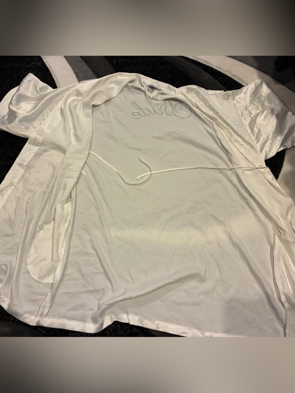 Victoria’s Secret / White Satin Robe with Rhinestone 'Bride' Script - Picture 2 of 3